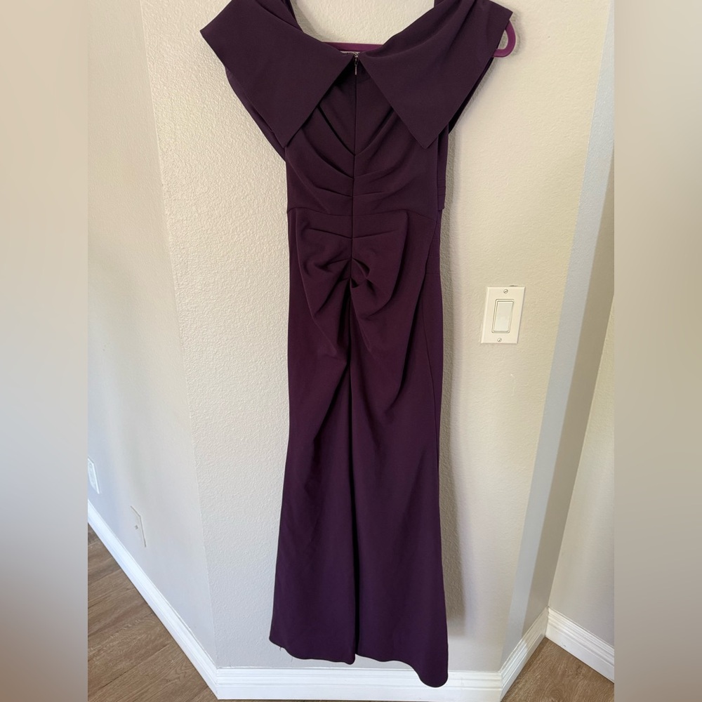 New Adam Off-Shoulder eggplant Maxi Dress - Picture 3 of 6